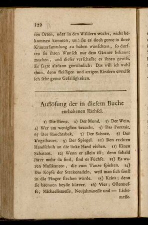Auflösung der in diesem Buche enthaltenen Räthsel.