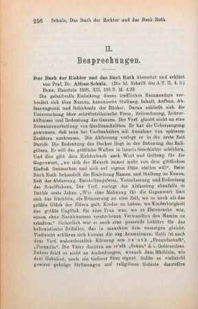 256-257 [Rezension] Schulz, Alfons, Das Buch der Richter und das Buch Ruth