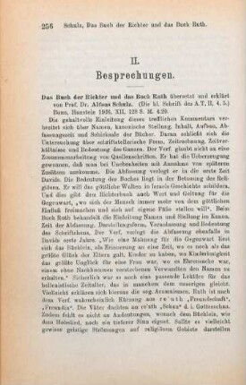 256-257 [Rezension] Schulz, Alfons, Das Buch der Richter und das Buch Ruth