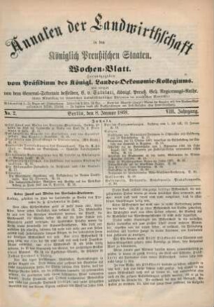 No. 2. Berlin, den 8. Januar 1868. VIII. Jahrgang.