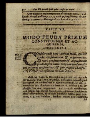 Caput VII. De Modo Feuda Primum constituendi Et Acquirendi.