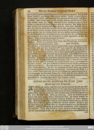 Historie von der Zerstörung der Stadt Jerusalem und des Tempels.