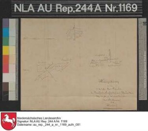 Lage der fiskalischen Moordistrikte bei GLANSDORF, Neuglansdorf und dem Rhauder Meer in der Nähe von Rhaude Kolorierte Zeichnung von Vollmer Papier auf Leinen Format 28,7x22,8 M 1:37.000 (ca)