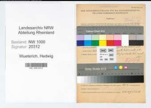 Entnazifizierung Hedwig Wueterich, geb. 06.10.1904 ()