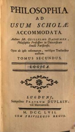 Philosophia : Ad Usum Scholae Accommodata, 2. Logica