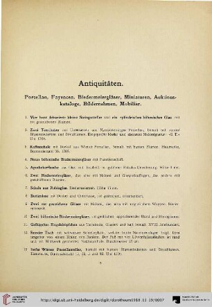 Antiquitäten (Nr. 1-291)