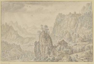 Berglandschaft mit Wassermühle