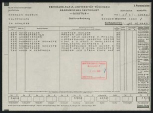 Gebühren-Rechnung und zugleich Studiennachweis. 12.6.1960