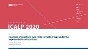 Hardness of equations over finite solvable groups under the exponential time hypothesis: Q/A Session C - Paper C2.B