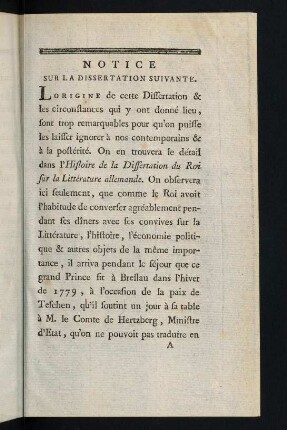 1-8, Notice sur al Dissertation Suivante