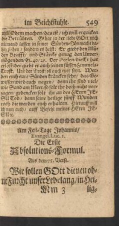 Am Fest-Tage Johannis/