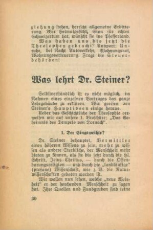 Was lehrt Dr. Steiner?