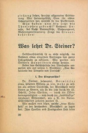 Was lehrt Dr. Steiner?