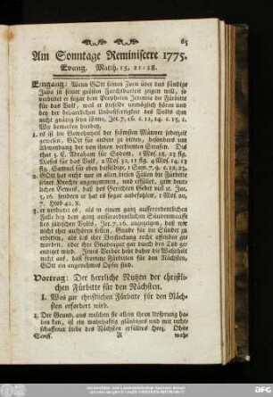 Am Sonntage Reminiscere 1775. Evang. Matth. 15, 21 - 28.