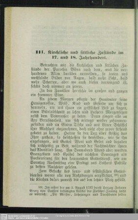 III. Kirchliche und sittliche Zustände im 17. und 18. Jahrhundert
