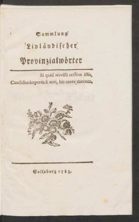 Sammlung Livländischer Provinzialwörter