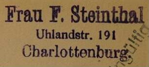 Steinthal, Fanny / Stempel