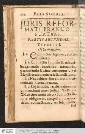 Juris Reformati Francofurtani Partis Secundae