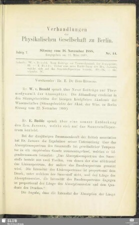 Nr. 14. Sitzung vom 16. November 1888