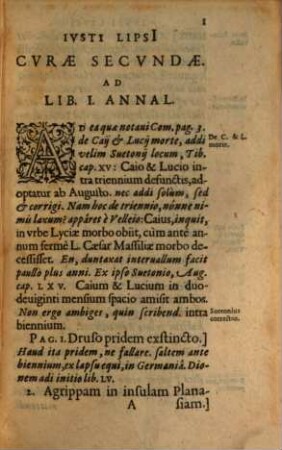 Ivsti Lipsi[i] Ad C. Cornelium Tacitvm Cvrae Secvndae