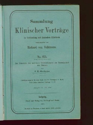 Zur Kenntnis der nervösen Erkrankungen am Harnapparat des Mannes