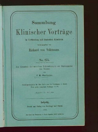 Zur Kenntnis der nervösen Erkrankungen am Harnapparat des Mannes