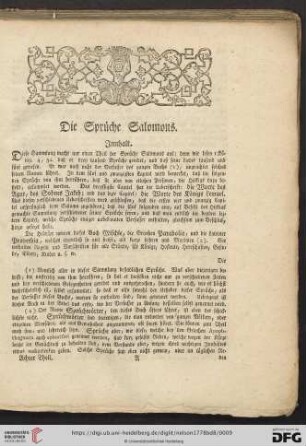 Die Sprüche Salomons