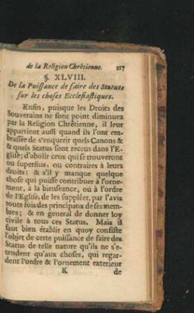 § XLVIII. De la Puissance de faire des Statuts sur les choses Ecclesiastiques.