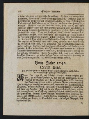 Vom Jahr 1742