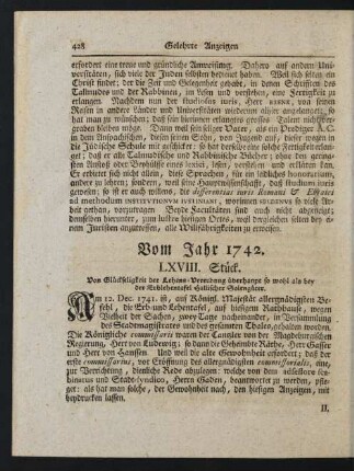 Vom Jahr 1742