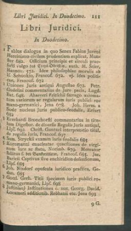 Libri Juridici. In Duodecimo