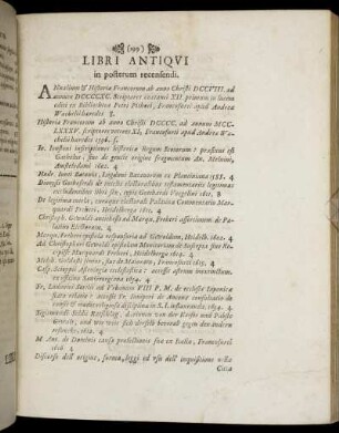 Libri Antiqui in posterum recensendi.