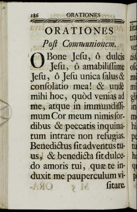 Orationes post Communionem. - Praxis piarum intentionum singulis hebdomadæ diebus.