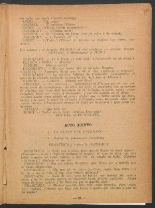 Acto quinto : La mujer del veterano