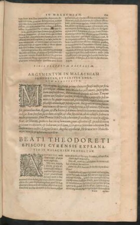 Beati Theodoreti Episcopi Cyrensis Explanatio In Malachioam Prophetam.