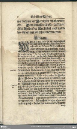 Leichenpredigt : Eingang