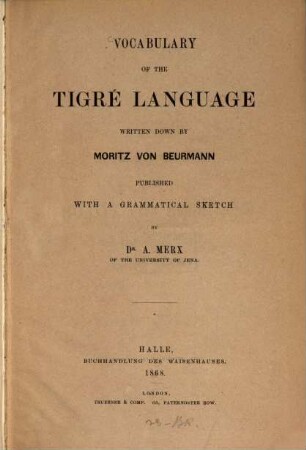 Vocabulary of the tigré language