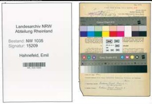 Entnazifizierung Emil Hahnefeld , geb. 01.11.1905 (Maschinist)