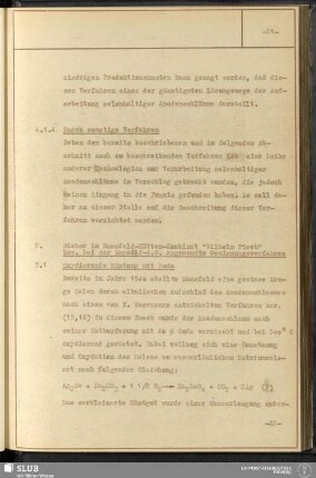 5. Bisher im Mansfeld-Hütten-Kombinat "Wilhelm Pieck" bzw. bei der Mansfeld-A.G. angewandte Gewinnungsverfahren