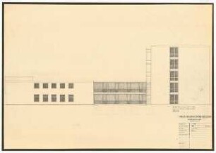 Kinderklinik und Hals-Nasen-Ohrenklinik der Universität Köln: Universitätsgebäude, Hals-Nasen-Ohrenklinik, Bauteil A,B,C: Westansicht 1:100