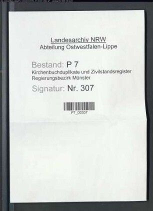 Zivilstandsregister von Dorsten (A 1812). (Gemeinde: Dorsten, Kreis Recklinghausen)