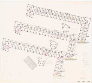 Moritzplatz, Berlin-Kreuzberg Schinkelwettbewerb 1983: Grundriss 1. bis 3.OG 1:200