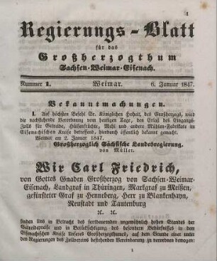 Nr. 1 : 6. Januar 1847