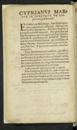 Cyprianus Martyr In Tractatu, De Simplicitate praelatorum.