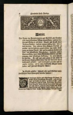 6-30, Christliche Leich-Predigt. Antritt. Eingang. Abhandlung.