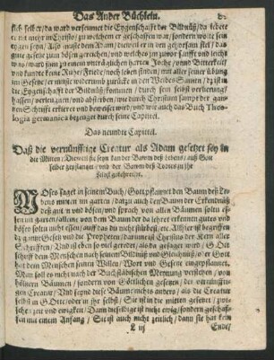 Das neundte Capittel. Daß die vernünfftige Creatur als Adam gesetzet sey in die Mitten ...