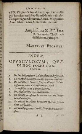 Index. Opusculorum, Quæ In Hoc Tomo Continentur.