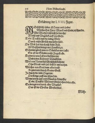Erklärung der LVIII. Figur. Mühseligkeit deß Menschlichen Lebens.