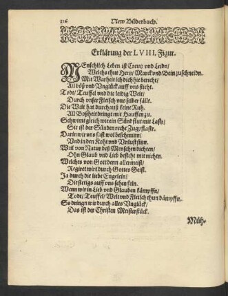 Erklärung der LVIII. Figur. Mühseligkeit deß Menschlichen Lebens.