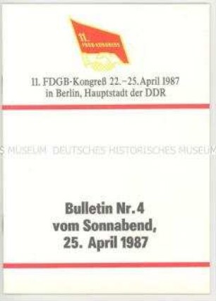 Broschüre über den vierten Tag des 11. FDGB-Kongresses